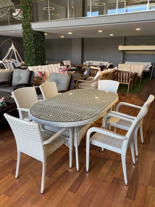 İthal Rattan Yemek Masası 6 Kişilik